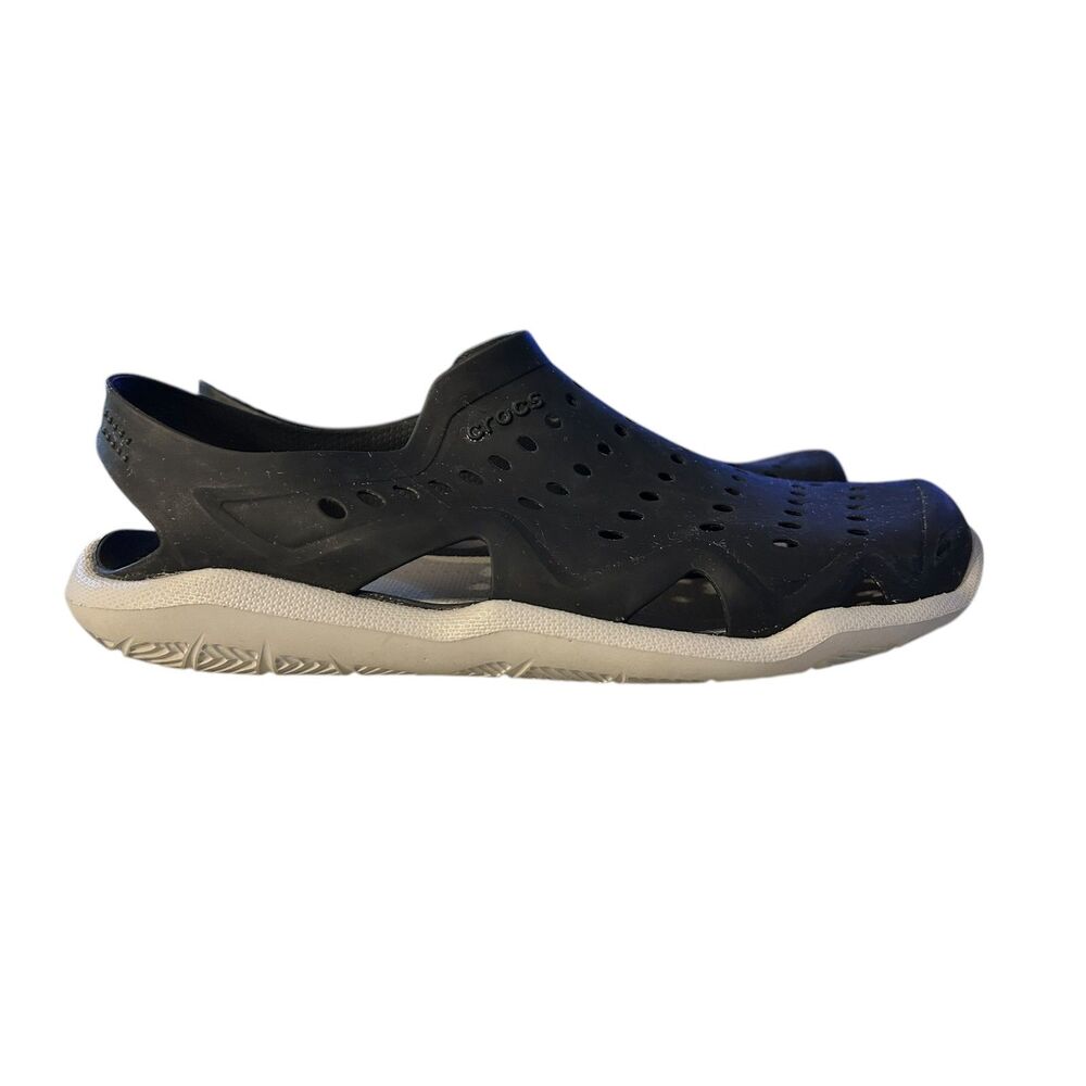 Men's Crocs Swiftwater Wave Water Sandal Flat Black Size 8 - Picture 2 of 7